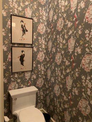 Oriental Inspired Powder Room Wallpaper