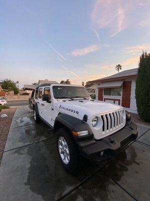 Finalizing the wash after being Offroad