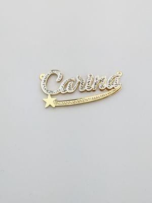 Custom Carina nameplate with shooting star text tail