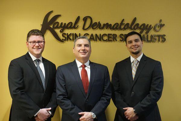 Kayal Dermatology Providers - left to right: Joel, PA, Dr. Kayal, and Denton, PA.