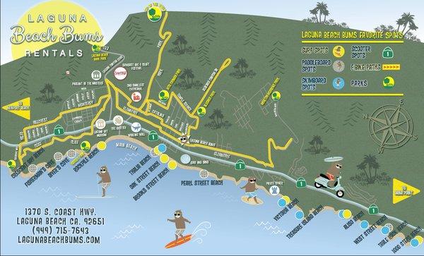 Laguna Beach Bums map of FUN!