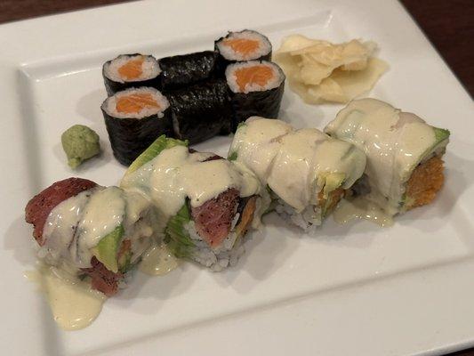 Salmon roll and special Looney Tuna roll.