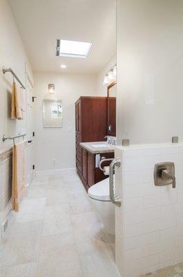 CAPS [Certified Aging In Place Specialist] Bathroom Remodel to accommodate client's debilitating & progressive spinal injury