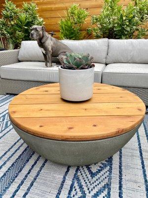 I'm in love with this firepit cover. Made beautifully from cedar wood.