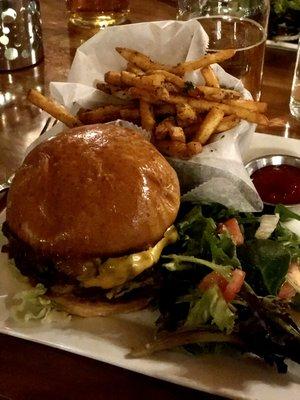 Awesome burger and crispy fries.