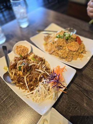 Combination fried rice and tofu pad see ew