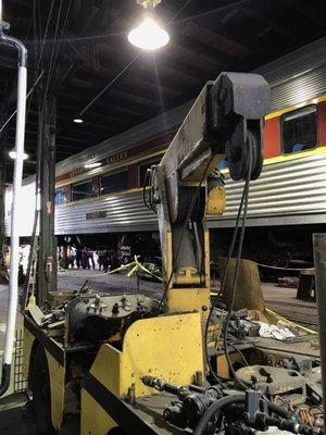 A Cuyahoga Valley Scenic Railway car in for electrical repairs