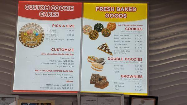 Cookies Menu