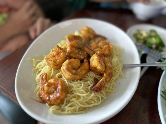 Garlic noodle with shrimp. 2nd most popular dish