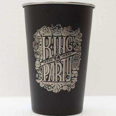 Laser engraved party cup.