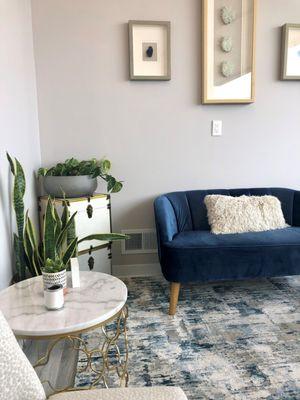 Boho themed seating area.