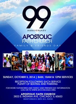 Join the Celebration! On Sunday, October 5th we will celebrate 99 years of ministry!