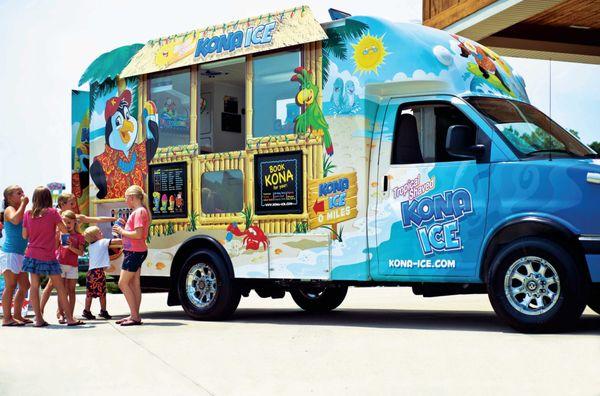 Kona Ice is fun on wheels!  You can serve your own flavors right from the side of the truck!