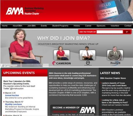 Website Redesign for BMA Houston. B2B Marketing Organization in Houston.