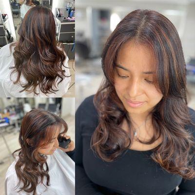 Red brown balayage