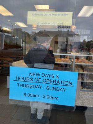 New hours 10/2/22