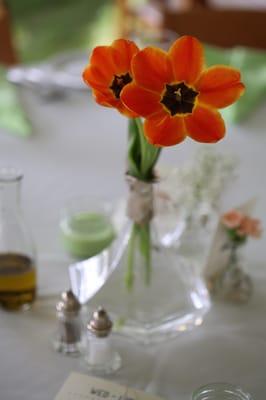 Our very simple centerpieces