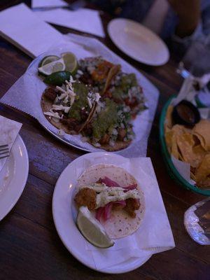 Steak, shrimp and chicken tacos