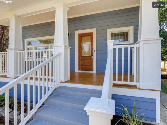 2022 Exterior paint/Interior paint/Front Porch: to get house ready for market. (demo front porch, rebuild deck, ceiling columns, railings)