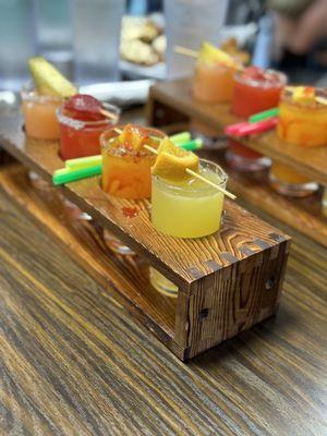 margarita flight (house margarita, strawberry, guayaba and mango-rita con chamoy margarita)