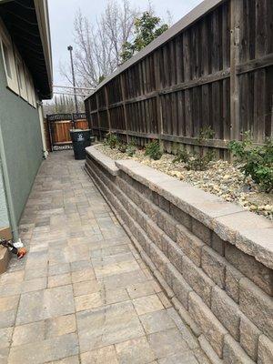 New retaining wall and pathway