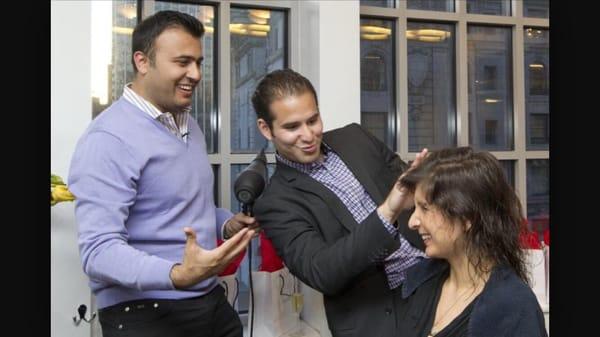 Teaching husbands how to blow dry ...