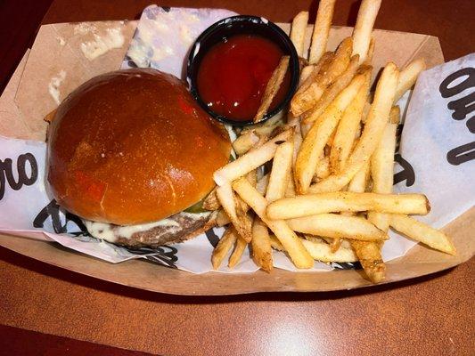 Hamburger and fries