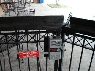 Detex ECL-230D installed at a restaurant patio gate in Atlanta by Unlockit Locksmith & Security