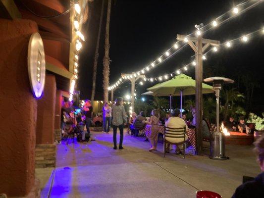 Outside seating area with live band