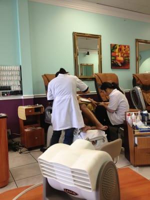 Jon getting his mani/ pedi