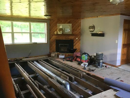 Major remodeling includes sub-floor replacement and joist reinforcement