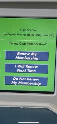 Siegen Lane location reads my correct member # on windshield even tho I just cancelled it but other locations don't read this correct #.