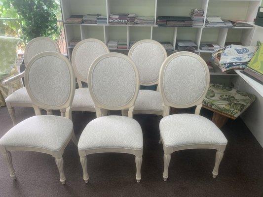 Reupholstered dining chair seats and backs