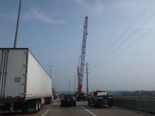 I-294 southbound near the mile long bridge, and why it's backed up most of the year.  6-28-2023.