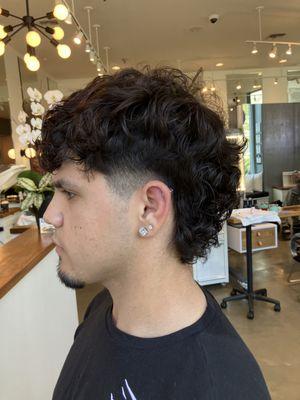 Men's perm and haircut service as