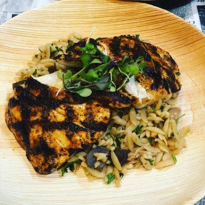 Grilled Mahi Mahi over a roasted garlic and mushroom orzo!  #mahimahi #freshfish #spearfishgrille #siestakeymarina