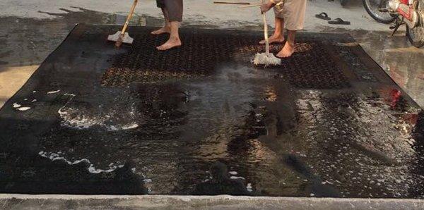 Rug cleaning. Getting the water out after rinsing off the soap.