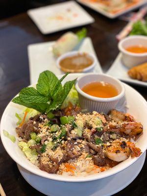 Vermicelli bowl with pork and shrimp