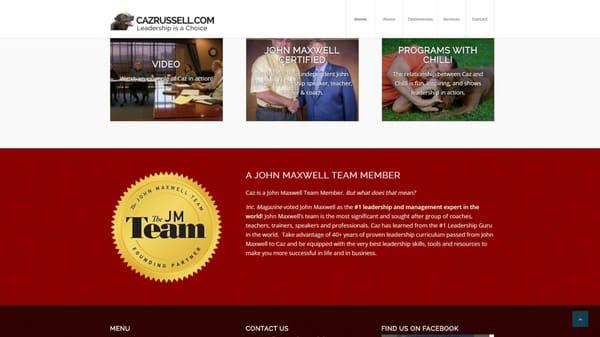 Caz Russell is a John Maxwell Certified Leadership Trainer. The site's design blends with the John Maxwell brand!