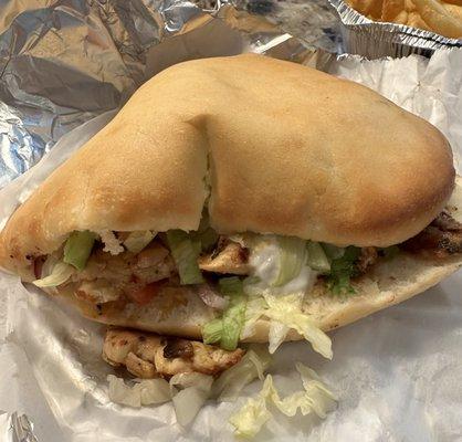 Grilled Chicken Gyro! Huge sandwich with lots of flavor!