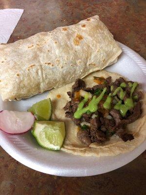 El Rays Favorite Chicken Burrito & Carne Asada Taco