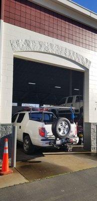 This is where all the magic happens for wheel alignment, aka Mike the mechanic's office. Thanks again sir!