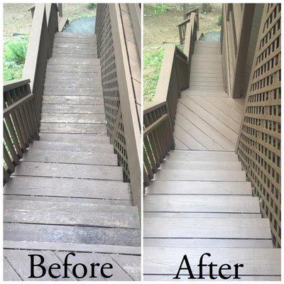 Before and After deck stained