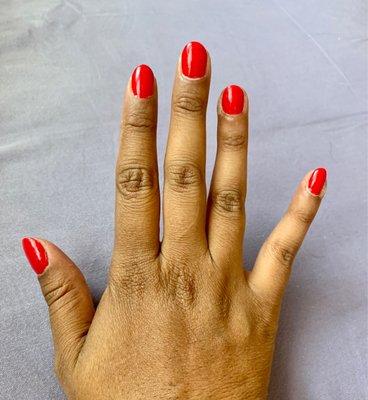 Manicure with oval-shaped nails