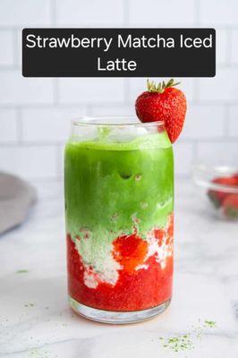 strawberry matcha ice latte