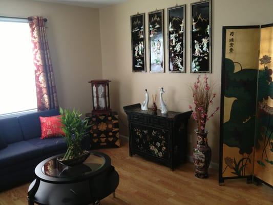 This is the lounge at Tanya Wu's Asian massage spa