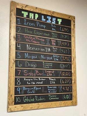 The current tap list.  Dug the Black IPA.