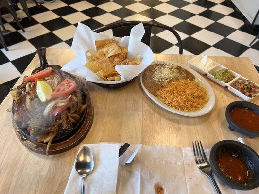 Sizzling steak fajitas