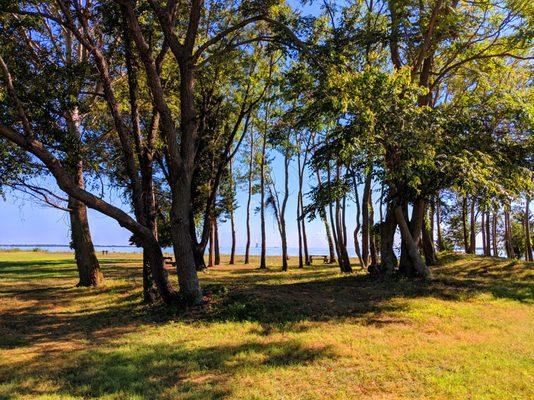 Fort Mott State Park -- nuclear cooling tower in the distance