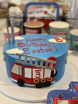 Fire truck theme cake